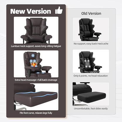 7-Point Massage Office Chair,Heated Manageral Chair,Ergonomic Executive Chair with Footrest,Adjustable Armrest，Computer Chair for Offices, Study Room,Gaming Spaces,Brown