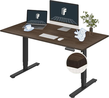 FLEXISPOT E6 Bamboo 3-Stage Dual Motor Electric Standing Desk 60 x 30 Sit Stand Up Desk, Holds 220 lbs, Adjustable Height w/Memory Presets, Solid Walnut Bamboo Desktop & Black Frame, Ships in 2 Boxes