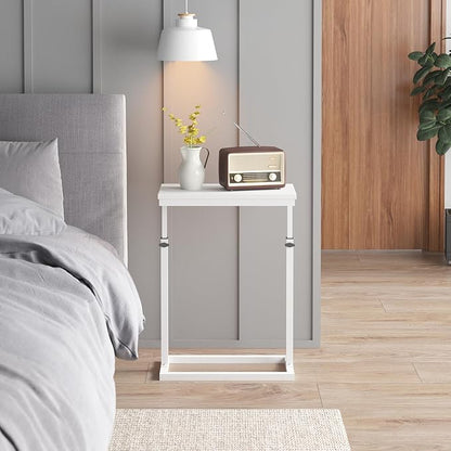 TUTOTAK End Table, Side Table, Tall Couch Table, Sofa Table, Living Room, Bedroom，White TB01BW083P