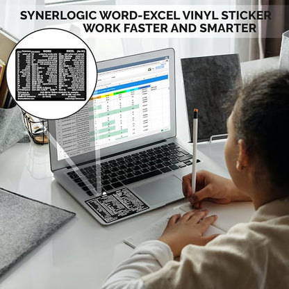 SYNERLOGIC Microsoft Word/Excel (for Windows) Reference Guide Keyboard Shortcut Sticker, Laminated, No-Residue Vinyl (Black/Small)