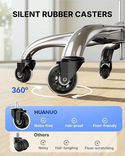 HUANUO FlowLift™ Ergonomic Office Chair with 6D Armrest, Seat Depth Adjustment, Lumbar Support, Quiet Rubber Caster, High Back Mesh Desk Chair with 3D Headrest, Big and Tall Chair for Home Office