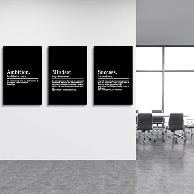 Inspirational Canvas Painting Wall Art -EPHANY ART, Motivational Wall Art Success Framed Entrepreneur Poster Positive Quotes Wall Poster for Home Office Workplace (M-3pcs,16x24inchx3pcs)