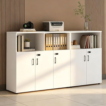 File Cabinet with Password Lock, Wood Lateral Filing Cabinet for Letter/A4 Files, 3 Drawer with Door, Printer Stand with Open Shelves for Home Office