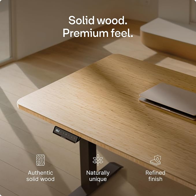 Desktronic HomeOne Standing Desk 54x28 — Ergonomic Sit Stand Home Office Desk, Made in Europe, Electric Dual Motor Height Adjustable, USB & USB-C Charging, Wobble-Free, Touchscreen, 3 Memory Presets