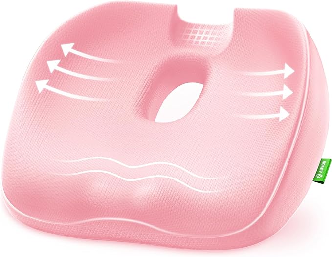 AUVON Innovative Donut Pillow Hemorrhoids Scientific Center Hole and Tailbone Cutout, Orthopedic Pain Relief Donut Seat Cushion for Coccyx, Sciatica, After Surgery Sitting Relief