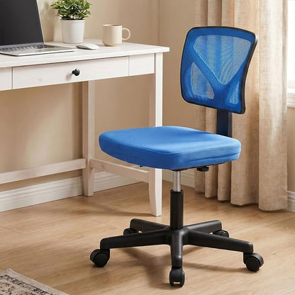 Sweetcrispy Office Chair, Ergonomic Low-Back Mesh Rolling Work Swivel Chairs with Wheels, Armless Comfortable Seat Lumbar Support for Home, Bedroom, Study, Student, Adults,Classic Blue