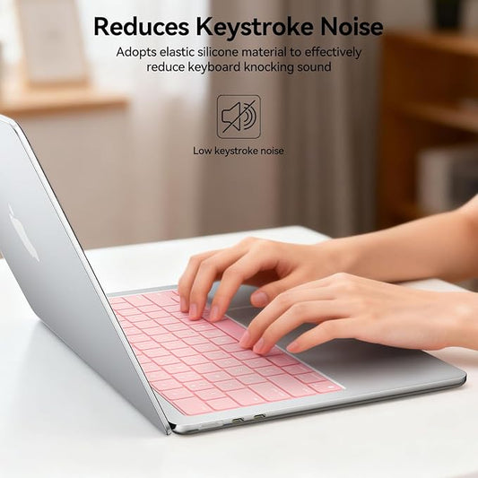 EooCoo Premium Keyboard Cover Skin Protector, Laptop Accessories Compatible with 2026 2025 2024 2023 2022 2021 M5-M1 Pro/Max MacBook Pro 14/16, M5-M2 MacBook Air 13/15, 2026 MacBook Neo 13, Pink