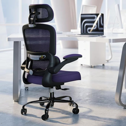 TRALT Office Chair Ergonomic Desk Chair, 330 LBS Home Mesh Office Desk Chairs with Wheels, Comfortable Gaming Chairs (Violet)