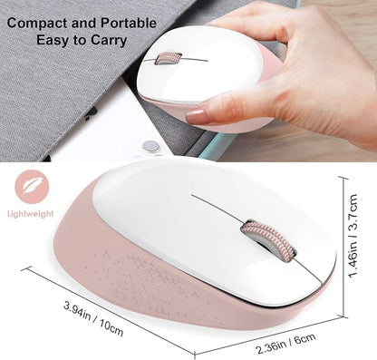 LeadsaiL Wireless Mouse, 2.4G Silent, USB, 3 Buttons, 1600 DPI, White, Ambidextrous, 5m Range, 1 AA Battery, Windows 10/8/7/Mac/Linux Compatible