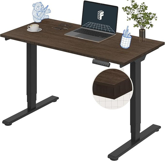 FLEXISPOT E6 Bamboo 3-Stage Dual Motor Electric Standing Desk 48 x 24 Sit Stand Up Desk, Holds 220 lbs, Adjustable Height w/Memory Presets, Solid Walnut Bamboo Desktop & Black Frame, Ships in 2 Boxes