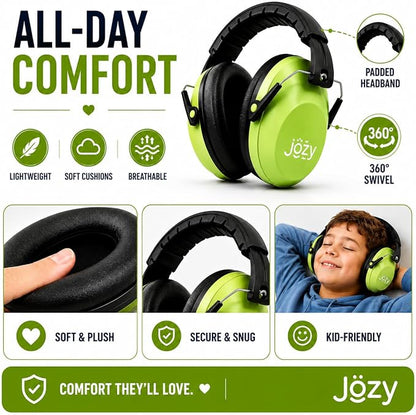 Jozy Noise Canceling Headphones for Kids, SNR 26dB Ear Protection for Autism, Sound Proof Sensory Muffs for Hearing, Concerts