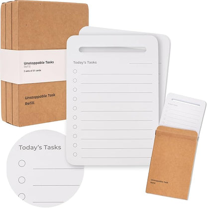 Unstoppable Tasks Refill Pack – 3 × 31 Daily To-Do Cards (93 Total)