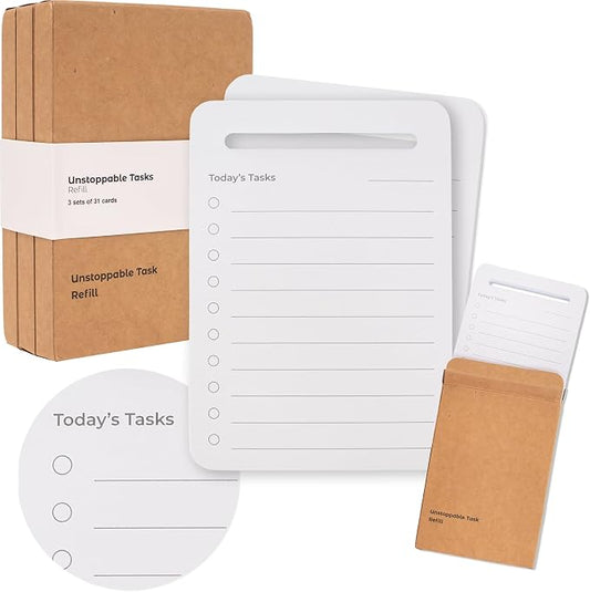 Unstoppable Tasks Refill Pack – 3 × 31 Daily To-Do Cards (93 Total)