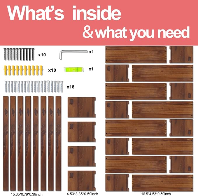 Fixwal Nursery Book Shelves, 32 Inch Floating Bookshelves for Wall Set of 4, Baby Nursery & Playroom Decor, Solid Wood Wall Mounted Shelves for Books and Toys Storage (Brown)