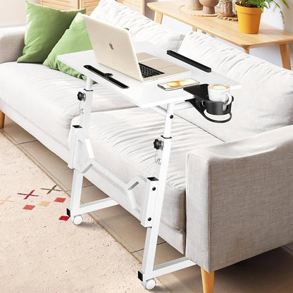 Enayplon Small Standing Desk with Wheels, Portable Treadmill Desk, Rolling Desk Adjustable Height for Laptop, Mobile Standing Table for Walking Pad, Bedside Table