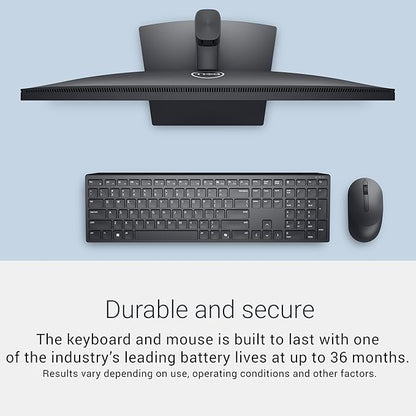 Dell Advanced Wireless Keyboard and Mouse – KM520 - Wireless, 2.4 GHz Interface, USB Wireless Receiver, Volume, Mute Hot Keys, 3 Mouse Buttons, US English, 1 Year Limited Warranty - Black