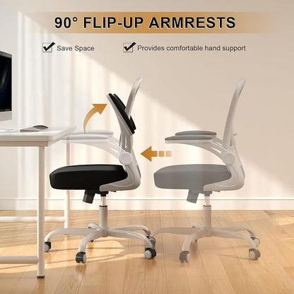 Office Chair, Ergonomic Desk Chairs 330LBS Capacity High Back Mesh Computer Chair with Flip-up Armrests, Comfy Work Chair with Adjustable Lumbar Support