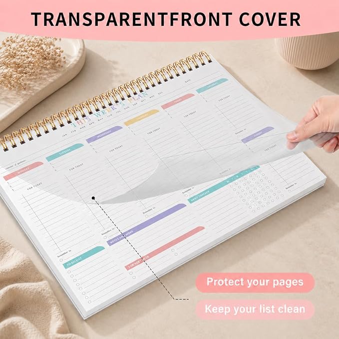 Weekly To Do List Notepad from Monday to Sunday Planning for 1 year, 8.5" x 11" Daily Planner for ADHD, Adults & Teens, Desk Schedule Journal with Habit Tracker for Work, Home, School, and Daily Chores