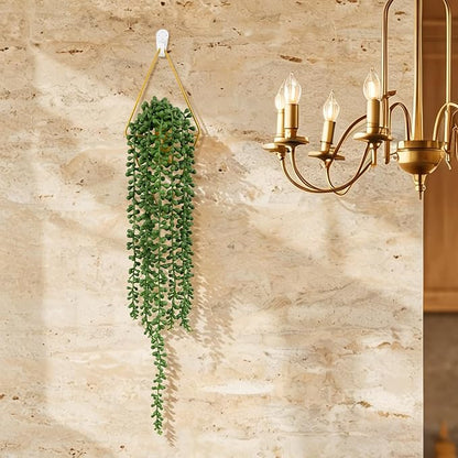 Artificial Hanging Plants with Geometric Metal Wall Planter, Faux String of Pearls Hanging Plant, Fake Succulent Vine Potted Plant for Wall Decor, Indoor Outdoor Home Office Garden Patio Decoration