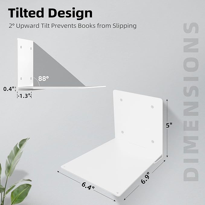 STORAGE MANIAC Floating Book Shelves for Wall Mounted Invisible Floating Bookshelves Heavy-Duty Steel Hidden Bookshelf Hanging Bookshelves for Bedroom Living Room Office, White 3-Pack Extra Large