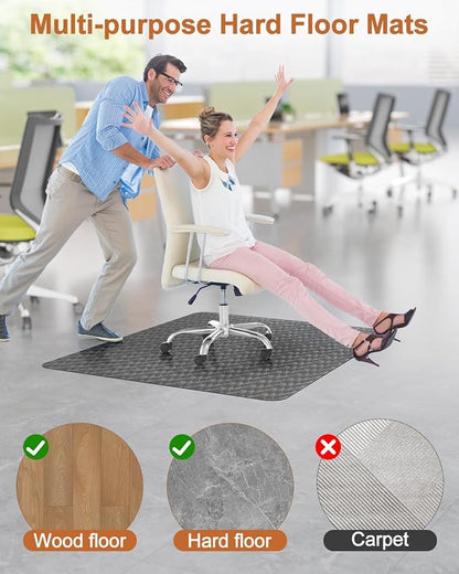 Blvornl Ultra Large Office Chair Mat for Hardwood Floor, Rolling Chair Mat for Hard Wood, Large Anti-Slip Hard Floor Protector, Heavy Duty Computer Desk Rug for Office and Home 50"*63" Deep Grey