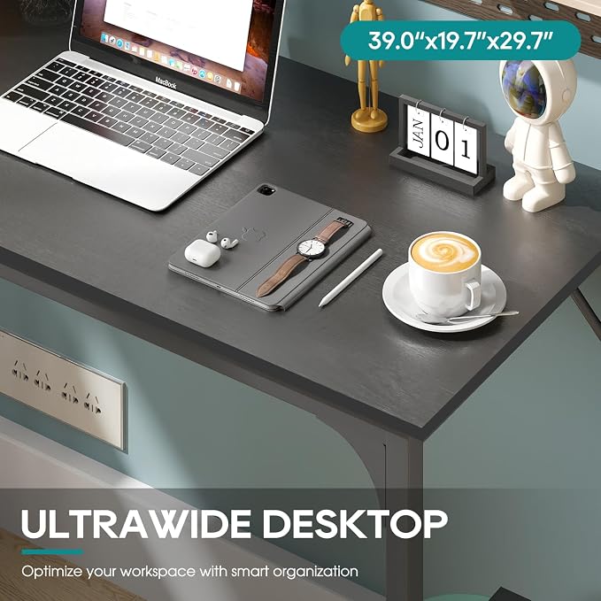 BestOffice Computer Desk,Home Office Desk, Modern Simple Style for Home Office Study Writing (Black, 39 Inch)