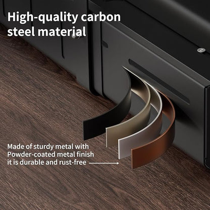 Under Desk Cable Management Tray, Expandable 25.2"–38.6", No Drill Clamp Mount, Cord Management Heavy Duty Carbon Steel Standing Cord Organizer for Home, Office, Gaming, Desk, Black
