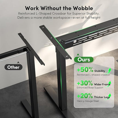 FEZIBO Electric Standing Desk with L-Shaped Crossbar & Cable Management System, 40 x 24 Inches Sit Stand up Desk, Adjustable Height Standing Desk for Home Office, Black Walnut