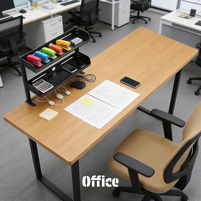 CanKing Desk Clamp Shelf 16 Inch 2 Tier Adjustable Storage Rack | Sturdy metal organizer saves space, fits A4 paper, and mounts securely on or under tables for office, gaming, and cubicle