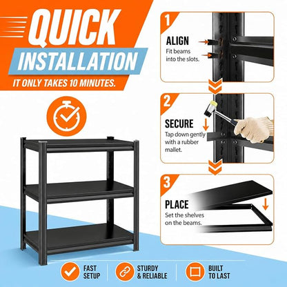 Printer Stand with Storage, 2-Tier Industrial Heavy Duty All-Metal Office Organizer Shelf, Space-Saving Storage Rack for Printer, Scanner, Copier, Paper and Office Supplies, Black,22"H×13.8"W×11.8"D