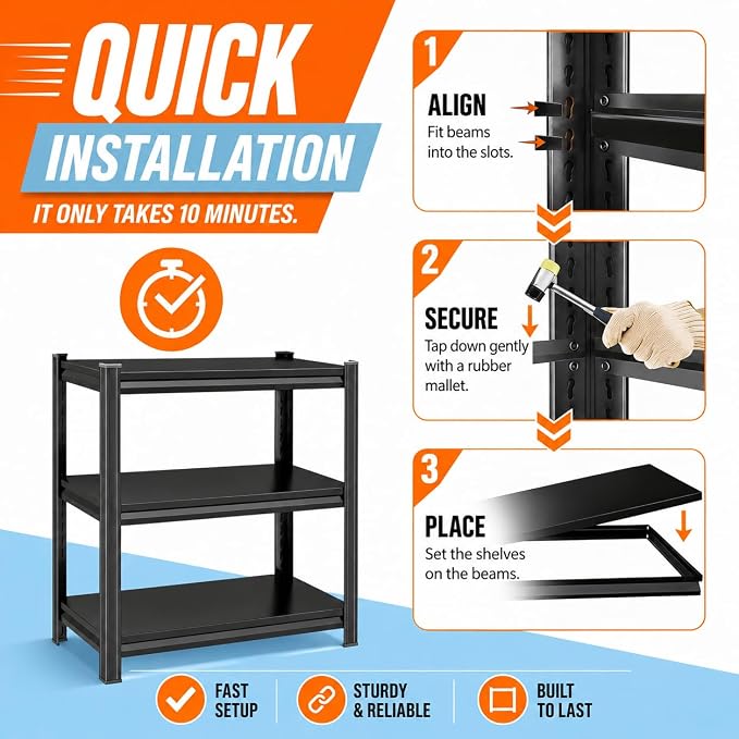 Printer Stand with Storage, 3-Tier Industrial Heavy Duty All-Metal Office Organizer Shelf, Space-Saving Storage Rack for Printer, Scanner, Copier, Paper and Office Supplies, Black,31.5"H×27.6"W×13.8"D