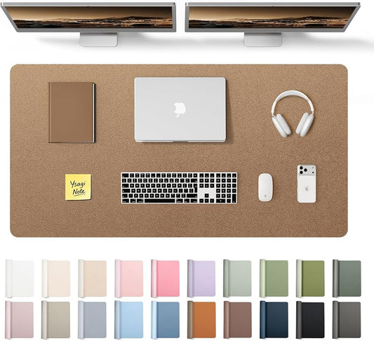 YSAGi Leather Desk Pad Protector, Office Desk Mat, Large Mouse Pad, Non-Slip PU Leather Desk Blotter, Laptop Desk Pad, Waterproof Desk Writing Pad for Office and Home (Shiny Bronze, 47.2" x 23.6")