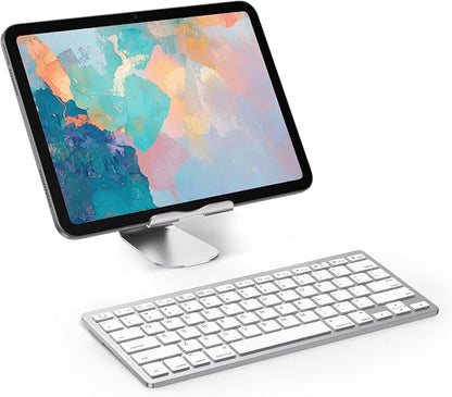 OMOTON Ultra-Slim Bluetooth Keyboard for iPad 11th/10th/9th/8th/7th, iPad Pro/Air/Mini and iPhone Series, Wireless iOS Keyboard with 12 Multimedia Keys for Office, Home, Travel, School, White