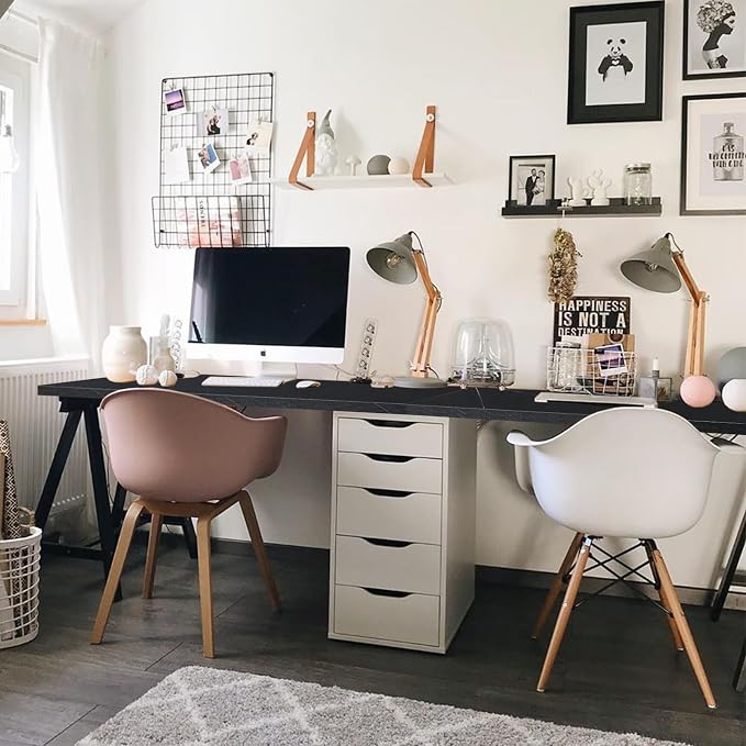 Kaboon 60x20 inches Tabletop, Solid One-Piece Desktop for Sit Stand Desk, Double Desks, L Desk DIY,Wood Countertop Home or Commercial Use,1 inch Thick, Cloud Atlas/Black Marble, 20" D x 59.1" W