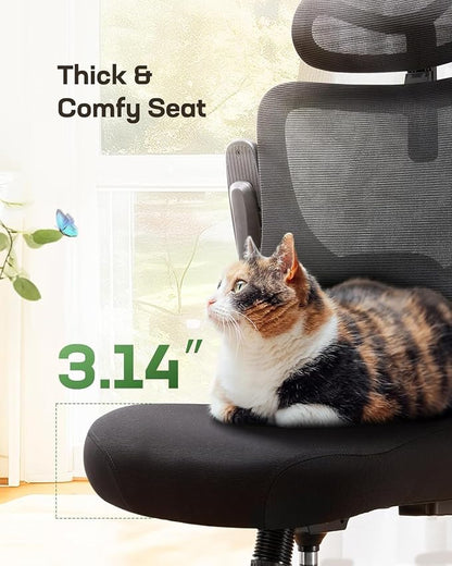 Marsail Ergonomic Office Chair with 3D Armrests, Pack of 3 | Office Desk Chair with High Back Mesh, Adjustable Lumbar Support, Rolling Work Swivel Task Chairs with Wheel, Headrest, home