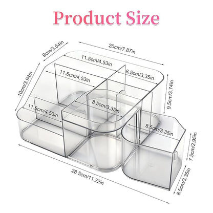 BQAN Transparent Acrylic Nail Desk Organizer, Drill & Brush Holder, Professional Storage Box for Nail Tools, Makeup, Eyeshadows, Skin Care