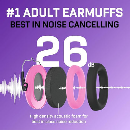 Vanderfields - Hearing Protection Ear Muffs - Over 31 dB (2K Hz) Broad Noise Cancelling Sound Reduction - Adults & Teens