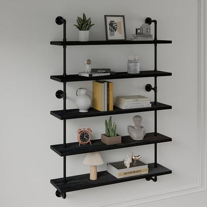 HDDFER Floating Shelves for Wall Living Room Shelves Bookshelf Industrial Pipe Shelving Shelf Real Wood Planks 36 inch Rustic Wall Shelves Hanging Bookshelves Farmhouse Kitchen Bar Shelving