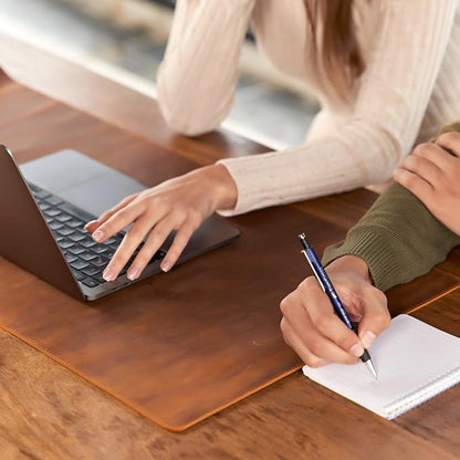 Customized Handmade Leather 31.8"x15.8" Desk Mat, Handcrafted Genuine Leather Desk Pad for Office, Personalized Protective Mouse Pad, Large, Purple