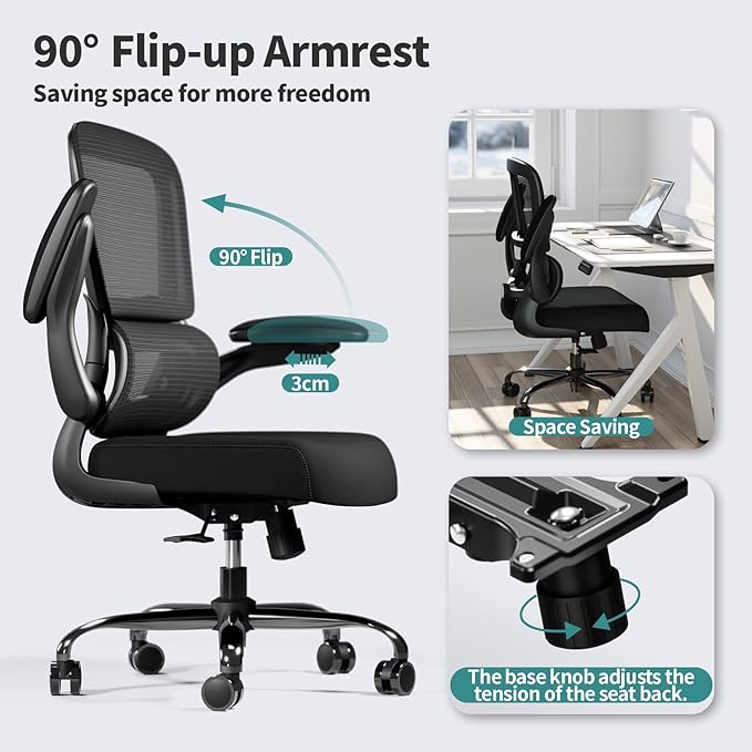 TRALT Office Chair - Ergonomic Desk Chair with Adjustable Lumbar Support, Mesh Computer Chair, Executive Chairs for Home Office Comfortable Lumbar Support Black Pack of 8