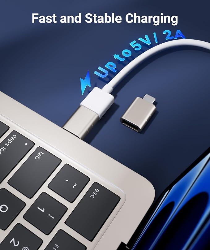 Syntech USB C to USB Adapter Pack of 2 USB C Male to USB3 Female Adapter Compatible with iPhone 17 Pro Max MacBook Pro Air 2024 iMac iPad mini Pro, Other Type C or Thunderbolt 5/4 Devices, Starlight