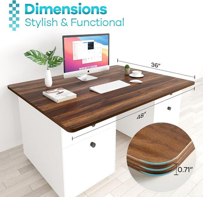 Kaboon Universal Tabletop 48"x36", Solid One-Piece Melamine Table Top, Restaurant Desk DIY, Home and Office,Dark Walnut