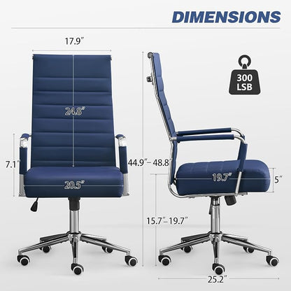 JOMEED Office Desk Chair, Leather Conference Room Chairs with High Back,Wheels and Arms,Blue