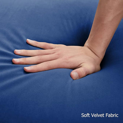 mikibama Velvet Loveseat with Buttons and Square Arms 59 Inch Tufted Sofa with Trimmed Nailhead and Metal Legs Loveseat Couch for Living Room, Bedroom (Navy Blue-Crystal Legs, Loveseat + Sofa)