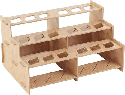 HG Art Concepts Mezzo Artist Paint and Brush Racks - Wood Grain Laminate Multi Layer Desk Stand Professional Storage Display Organizer for Paintbrushes and Tubes - Straight Rack, 3 Pack