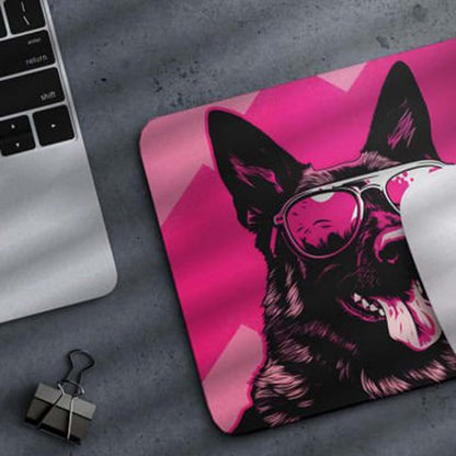 Pink Mousepad Glamour Dog German Shepherd Mouse Pad for Home Office Gaming Working Desk Computer Desktop Accessories Non-Slip Rubber Mousepad for Dog Lovers