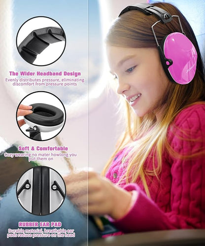 ZOHAN 032 Kids Noise Canceling Headphones - 25dB NRR Kids Ear Protection Earmuffs for School, Monster Jam, Fireworks, Travel, Air Show, Concert, Autism - Pink