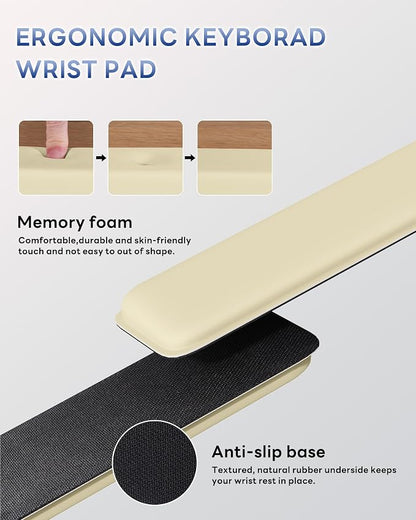 Laborio Computer Keyboard Wrist Rest, Keyboard Riser Stand for Desk(Beige) | Ergonomic Acrylic Keyboard Holder, Non-slip Wrist Pad, Pain Relief for Typing, Multiple Colors
