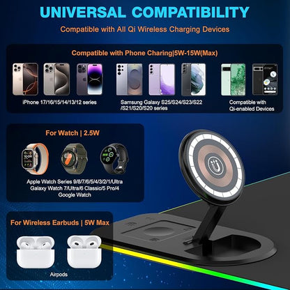 Gaming Mouse Pad Wireless Charging - Desk Mat Magnetic Foldable Phone Stand 15W Fast Charge, RGB Extended Large Keyboard Mousepad - PC Laptop Desk Pad for Work Game (Adapter Not Included)