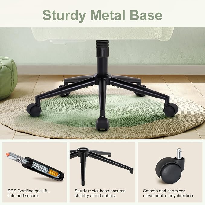 IWMH Desk Chair,Criss Cross Chair with Wheels and Arms,Modern Vanity Chair,Height Adjustable Ergonomic Swivel Office Chair for Vanity Home Office, Living Room, Bedroom (Green)